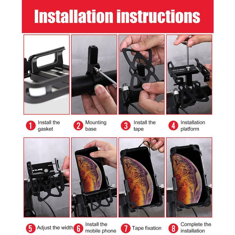 2pcs Bike Cell Phone Holder Handlebar Clip GUB P10(Black Red)