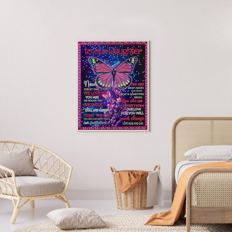 Butterfly English DIY Diamond Painting Special Shaped Pictures Home Decor