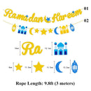 Moon Ramadan Kareem Banners Glitter Pull Flag Eid Mubarak Paper Hanging Flags