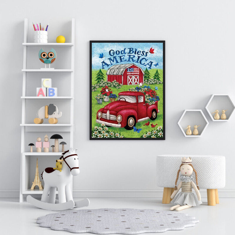 Canvas Painted Oil Paint By Numbers Red Car DIY Wall Art Modern Bedroom Decor