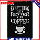 Wall Mounted Coffee Metal Signs Retro Pub Bar Door Hanging Rectangle Iron Sheet