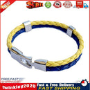 Women Men Leather Ukrainian Flag Bracelet Stand with Ukraine Wristbands Newly