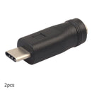 2pcs DC Power 5.5x2.1mm Converter Adapter Plug DC Female to USB-C Male Connector