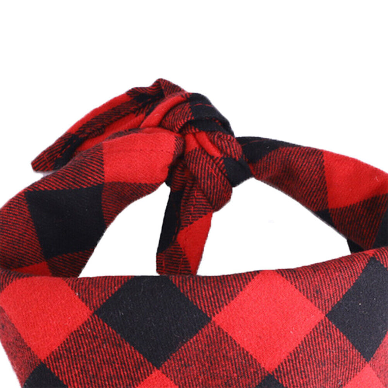 Pet Neckerchief Dog Plaid Triangle Scarf Collar Saliva Towel (Red Black) Newly
