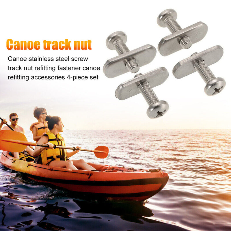 4pcs Stainless Steel Threads Kayak Rail Track M6 Screw Nuts Mounting Accessories