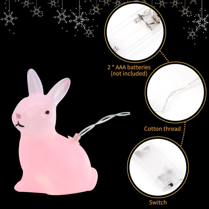 Easter Bunny String Lights 5 ft 10LED Rabbit Shaped Fairy Light (Colorful) Newly