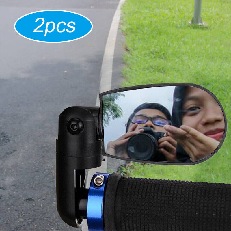 2x Rotation Bicycle Cycling Mirrors Wide-Angle Handlebar Rearview Mirror Newly