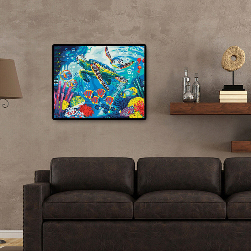 DIY Oil Painting By Numbers Sea Turtle Color Drawing Picture Modern Wall Crafts
