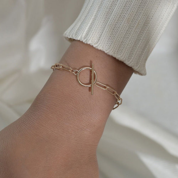 Wrist Geometric Shape Stainless Steel Toggle Clasp Bracelet OT Buckle Chain