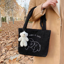 Portable Plush Shoulder Handbag Pendant Women Top-handle Bag (Black Sheep)