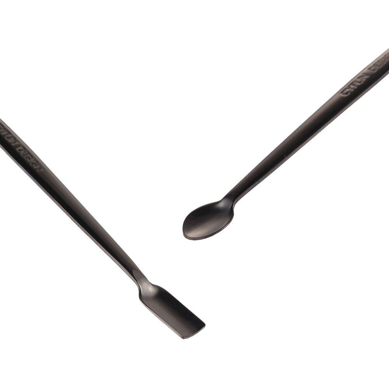 Stainless Steel Cuticle Pusher Double Headed Spoon Nail Art Cleaner (Black)