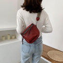 Fashion Saddle Shoulder Crossbody Bag Women Soft Leather Casual Chest Belt Packs