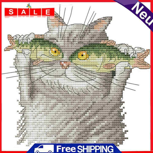 Cotton Thread Fish in Eyes Partial Cross Stitch Stamped Embroidery Handicraft