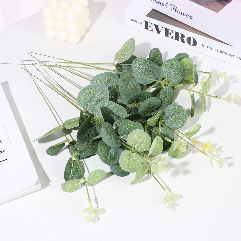 Eucalyptus Stems Floral Arrangement Lifelike Greenery Leaves Faux Plants