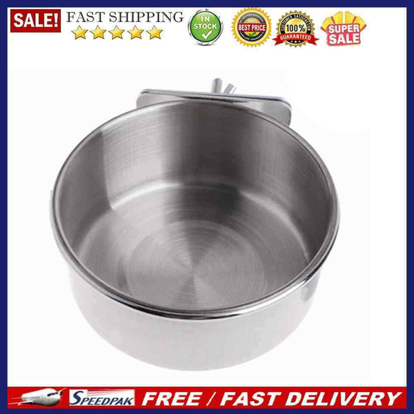 Anti-turnover Bird Cup Stainless Steel Food Feeder Bowl Hanging Pet Supplie