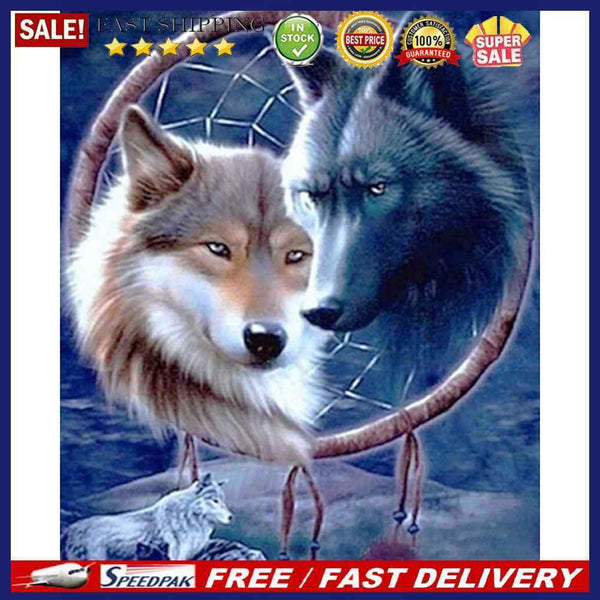 DIY Digital Picture Four Wolves Painting By Numbers Set Acrylic Handicraft