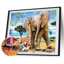 5D Full Round Drill Drawing Picture Elephant Giraffe Diamond Painting Ornam