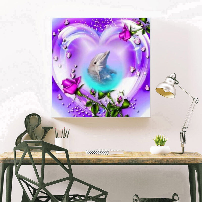Love Dolphin 5D DIY Full Round Drill Diamond Painting Hanging Mosaic Crafts