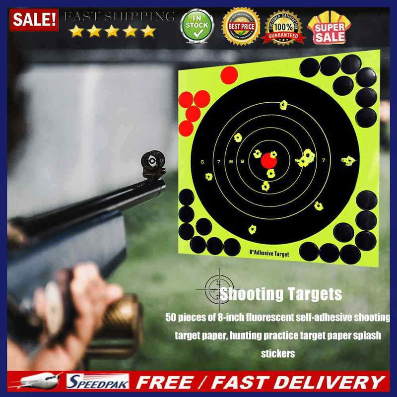 50x 8 inch Fluorescent Dartboard Bow Arrow Full Ring Practice Target Darts Paper