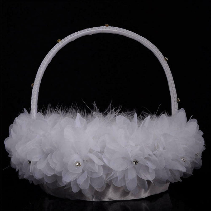 Flower Girl Baskets The Fabric Lace Decoration Cute Flower Handle Basket Q9J4