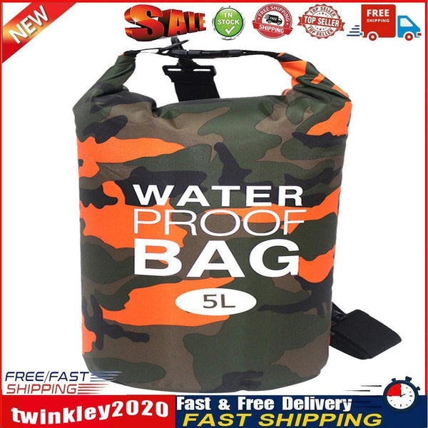 Waterproof Swimming Bag Camouflage Outdoor Camping Dry Sack (5L Orange) Newly