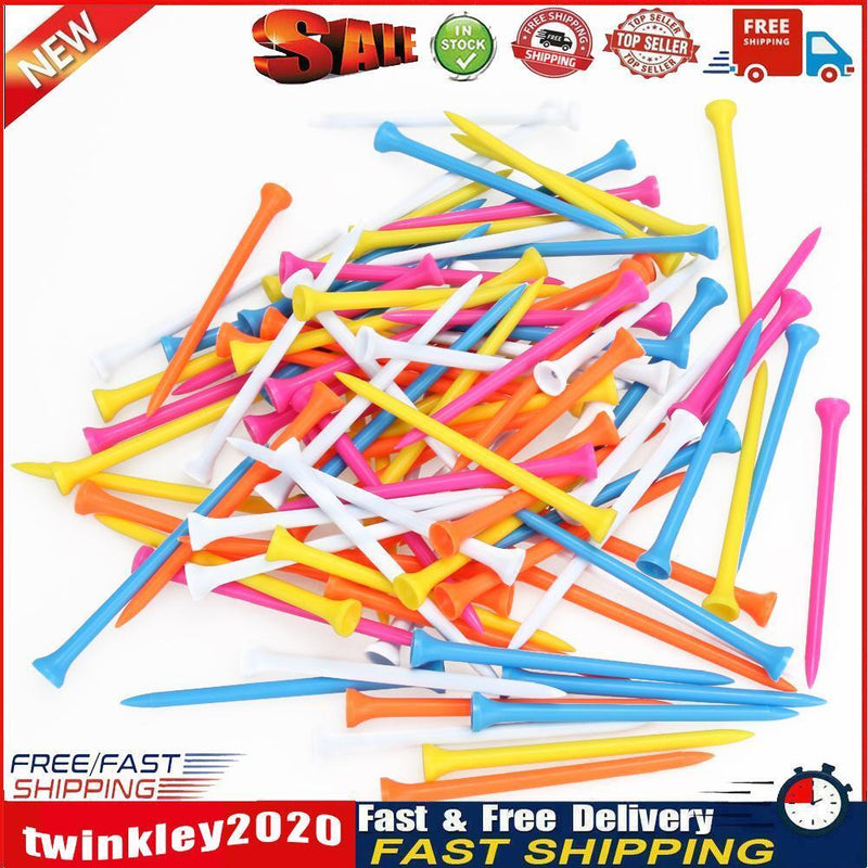 100pcs 100mm Mixed Color Plastic Golf Ball Tee Golf Holder Training Aid Newly