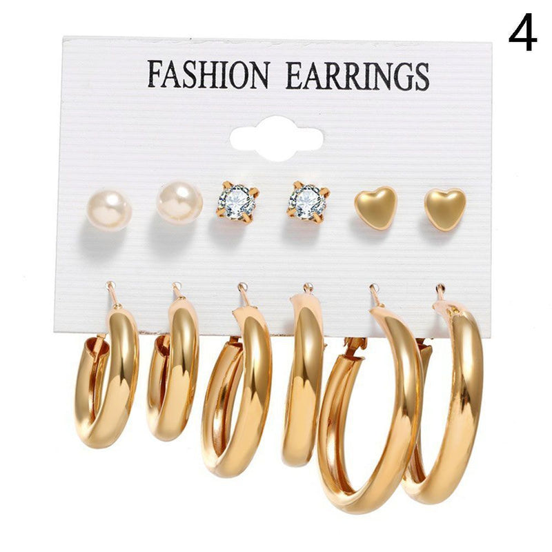 Women Women Gift Earrings Jewelry Drop Earrings Set Geometric Zircon Earring