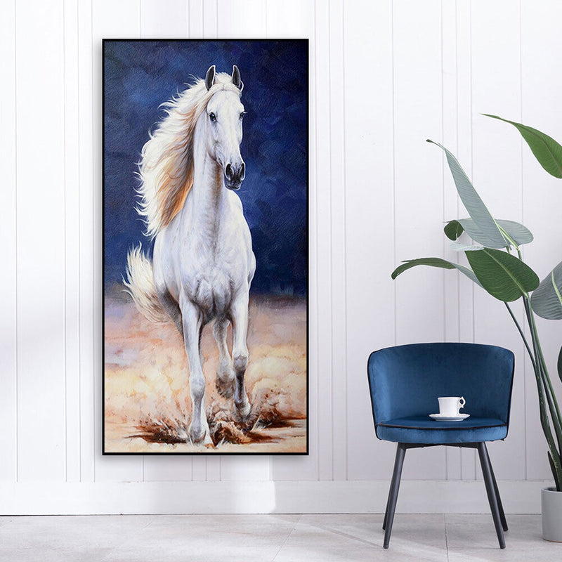 White Horse Oil Paint By Numbers Kits DIY Handpainted on Canvas Wall Art