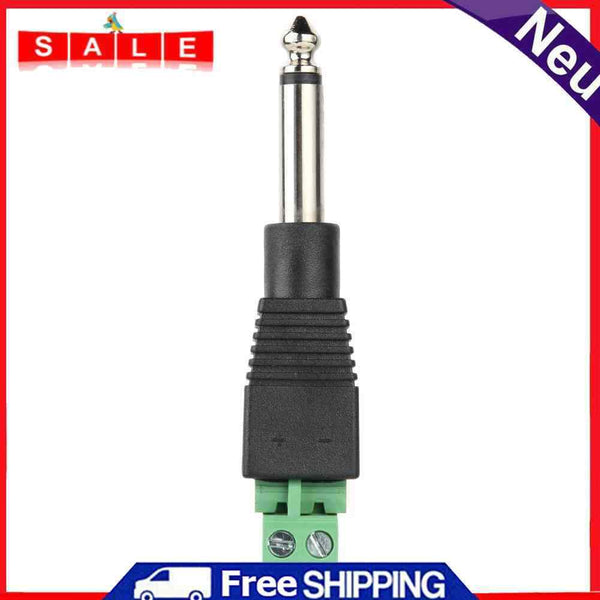 Metal 6.35mm 1/4"" TS Mono Male to 2Pin Screw Terminal Solderless Converter