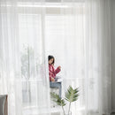 1pc Palm Leaf Windows Tulle Curtains Living Room Bedroom Yarn Drapes Panel Sh