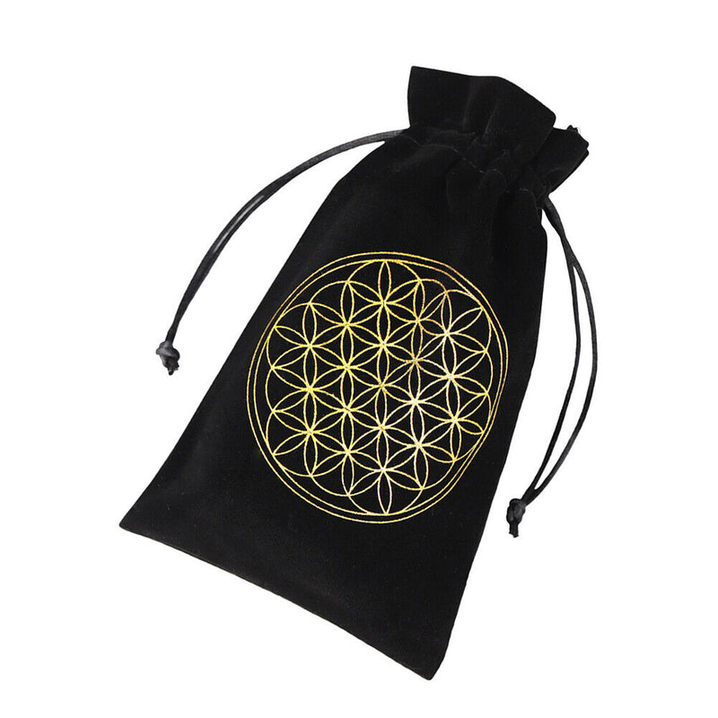 Constellation Star Moon Tarot Game Card Storage Bag (Black Flower of Life)