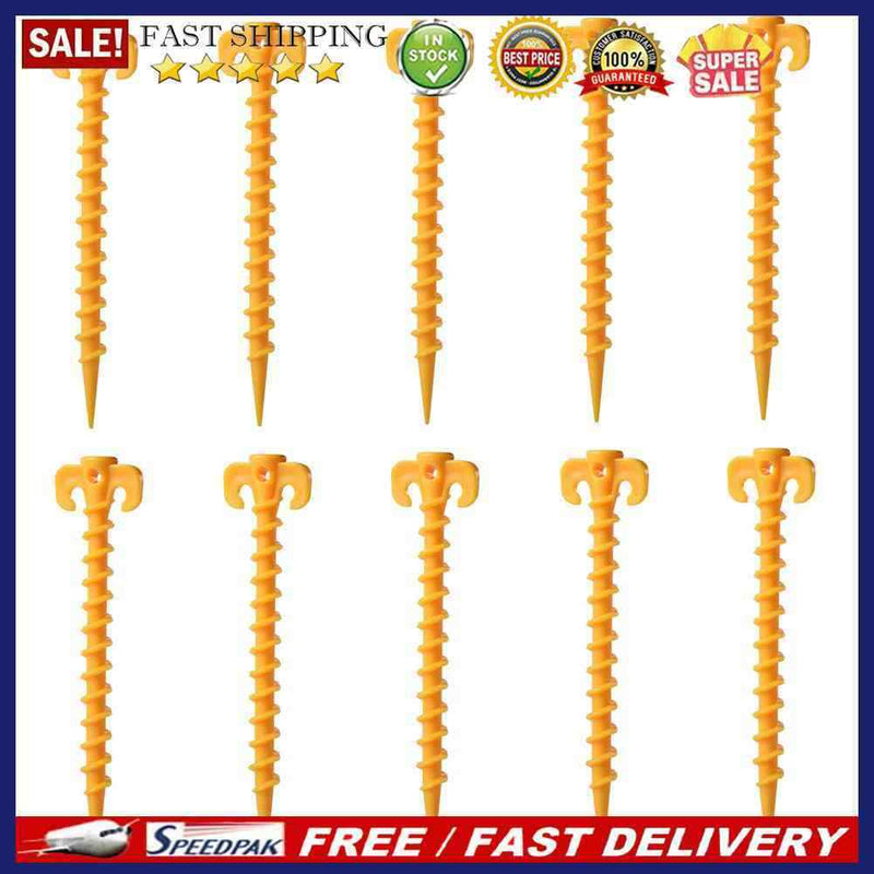 10pcs Ultralight Outdoor Camping Tent Pegs Stakes Nylon Spiral Nails Yellow