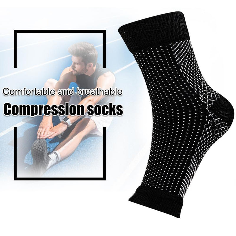 Compression Foot Sleeve Sports Ankle Brace Socks for Women Men (Black S/M)