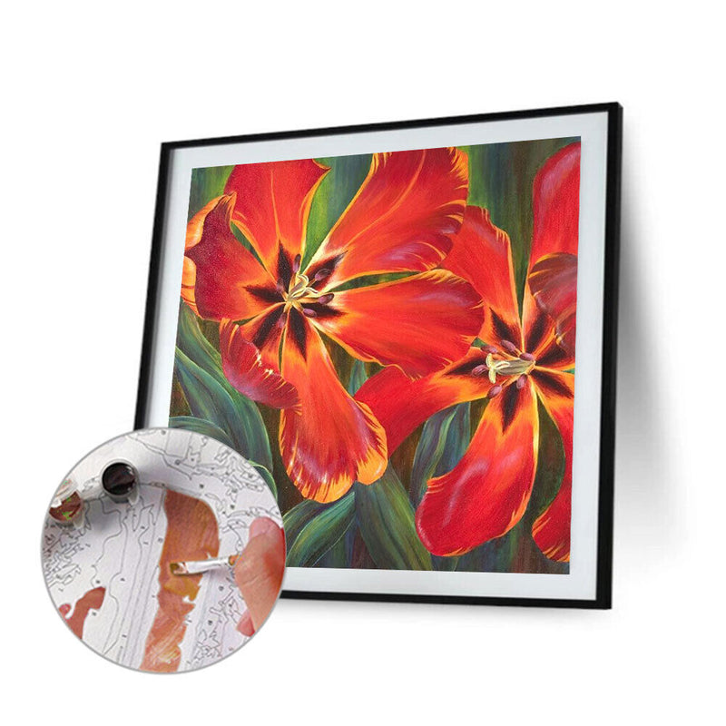 Flower Oil Paint By Numbers DIY Canvas Wall Art Picture Craft Home Decoration