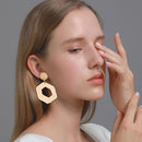 Korean Handmade Straw Woven Boho Geometric Large Women Drop Earrings (05) Newly