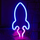 Desktop LED Neon Light Rocket Shape Flashing Night Lamp Home Bar Decor (D) Newly