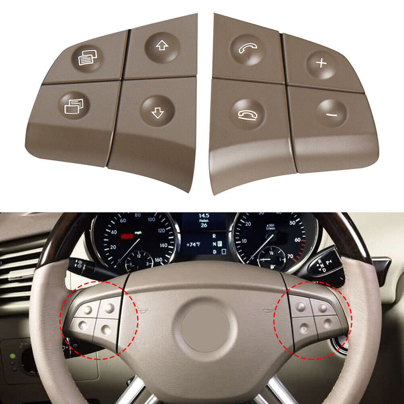 2pcs 8 Keys Car Steering Wheel Switch Button for Benz B-Class (Dark Yellow)