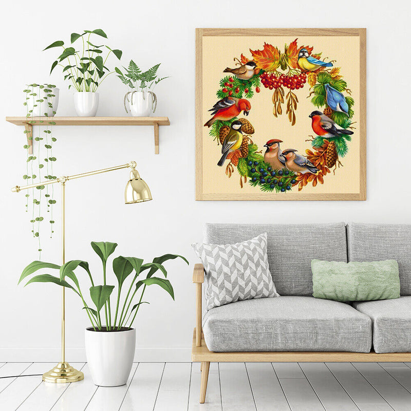 Oil Paint by Numbers Kit Bird Garland DIY Picture Drawing Art Wall Craft Gifts