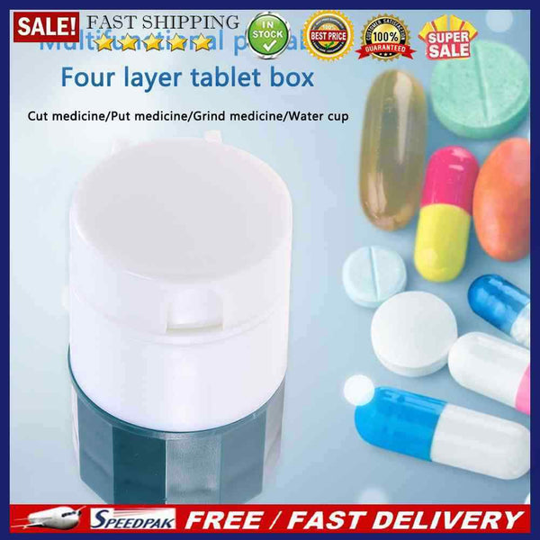 Four Floors Medicine Cutter Multifunctional Storage Medicine Crusher Useful Safe