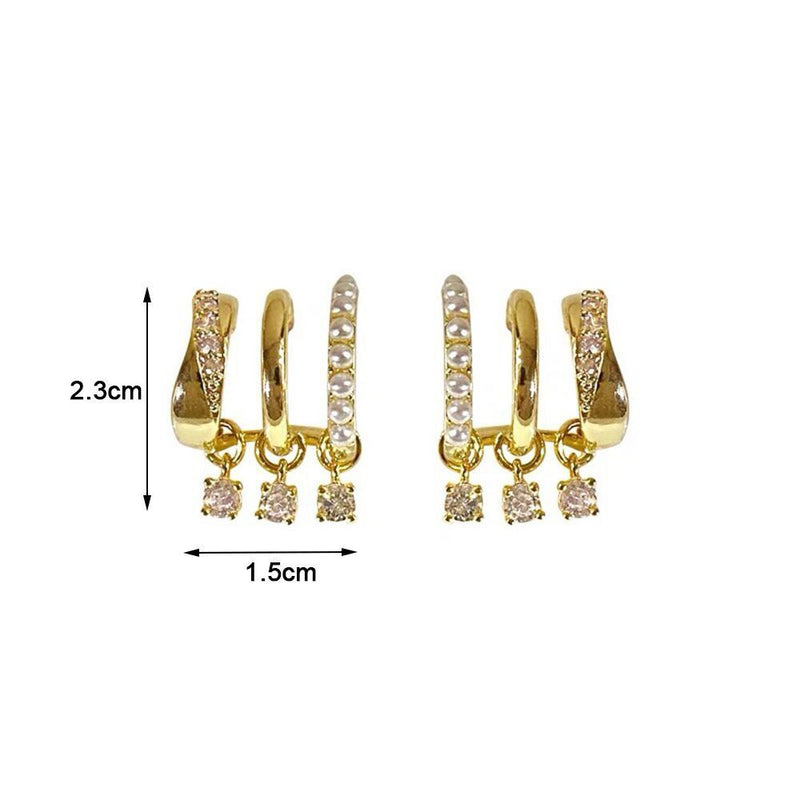 Women Jewellry Trendy Peal Ear Row Sparkling Earrings Earrings Diamond Stud