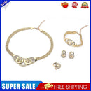 Alloy Diamond Jewelry Sets Stud Earring Ring Bracelet Necklace for Women