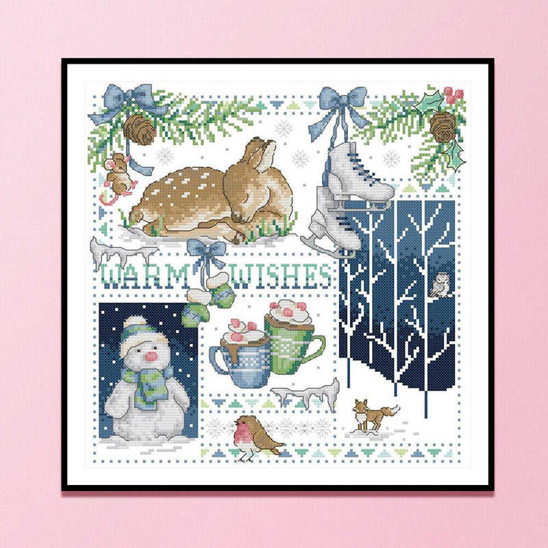 14CT Christmas Counted Partial Cross Stitch Embroidery DIY Cotton Needlework