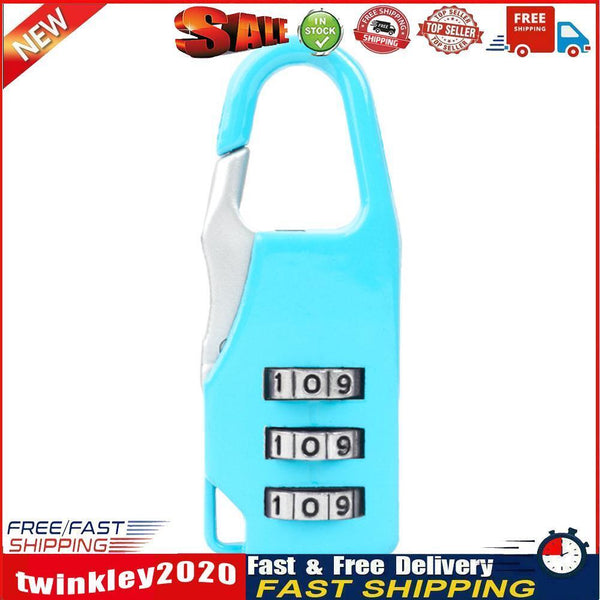 Mini 3 Digit Combination Padlock Zinc Alloy Travel Luggage Lock (Blue) Newly