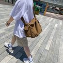 Soft Canvas Shoulder Crossbody Bag Large Capacity Solid Color Messenger Handbags