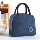 Portable Lunch Bag Thermal Insulated Lunch Box Cooler Handbag (E Navy Blue)