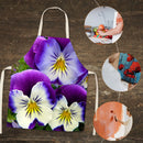 Purple Flower Linen Apron Waterproof Kitchen Cooking Bib Pinafore (82x68cm)
