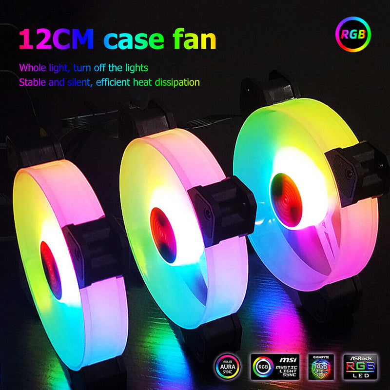 COOLMOON 120mm RGB Cooling Fan Chassis Gorgeous Quiet Radiator (5 Fans) Newly