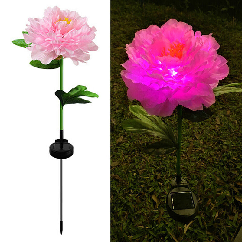 #A Solar LED Peony Flower Light Waterproof Outdoor Patio Garden Lawn Path Yard L