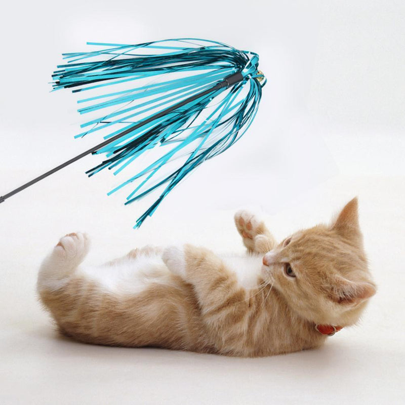 5pcs Funny Ring Paper Cat Stick Teaser Wand Playing Rod Cats Toys with Bell