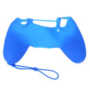 Silicone Non-Slip Grip Cover Case for PS4 Controller with Lanyard(Blue)